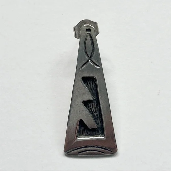 Vintage Hopi Overlay Sterling Silver Earrings